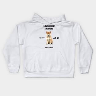 Akita Inu i love almost everyone Kids Hoodie